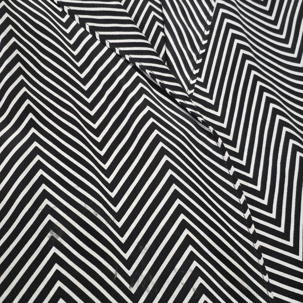 VTG Balenciaga Paris Silk Duster Womens Chevron Open Front Black White FR 42 - Picture 5 of 14